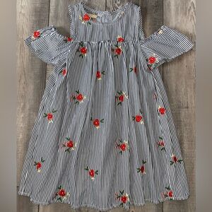 NWOT Pastourelle by Pippa Julie Black Embroidered Red Flowers Off Shoulder Dress